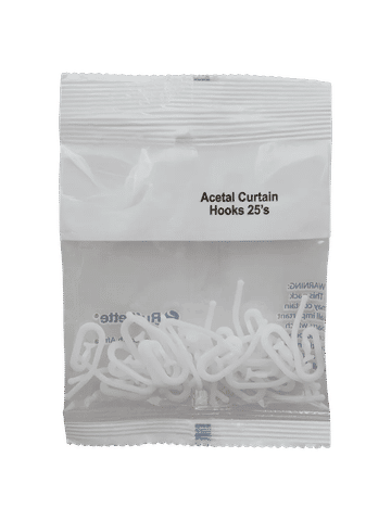 White Acetal Curtain Hooks 25 Pack