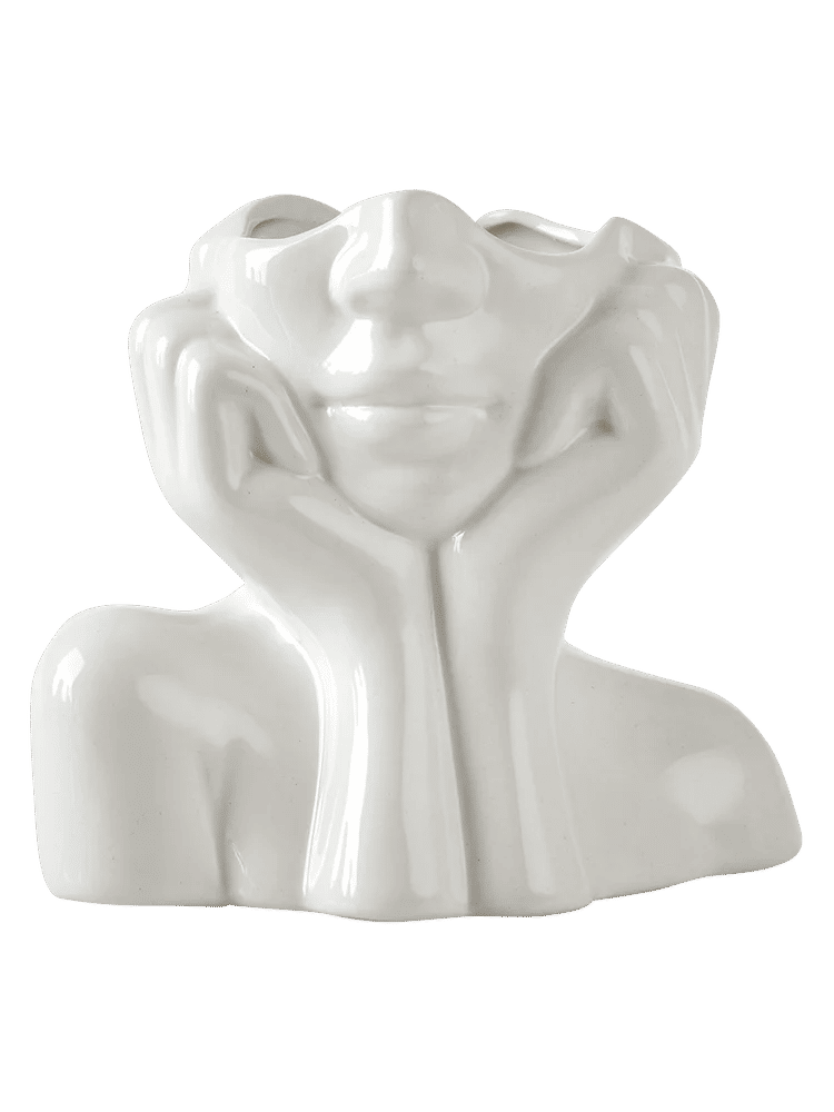 White Ceramic Face Shaped Vase Decor (1)