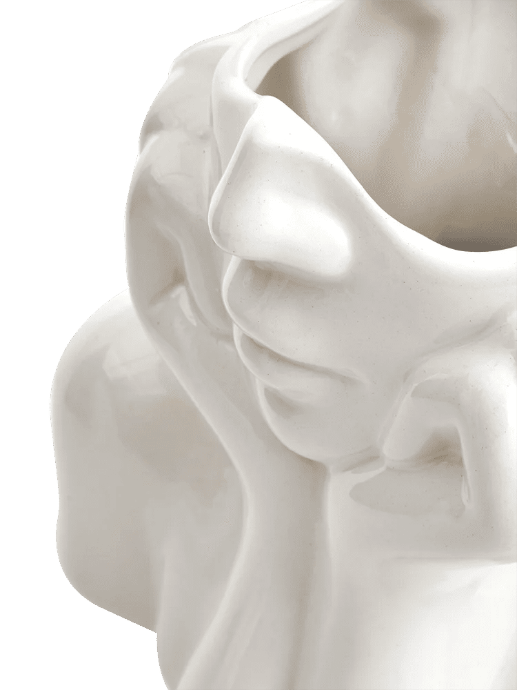 White Ceramic Face Shaped Vase Decor (2)