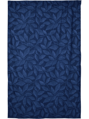 Navy Leaf Unlined Curtain