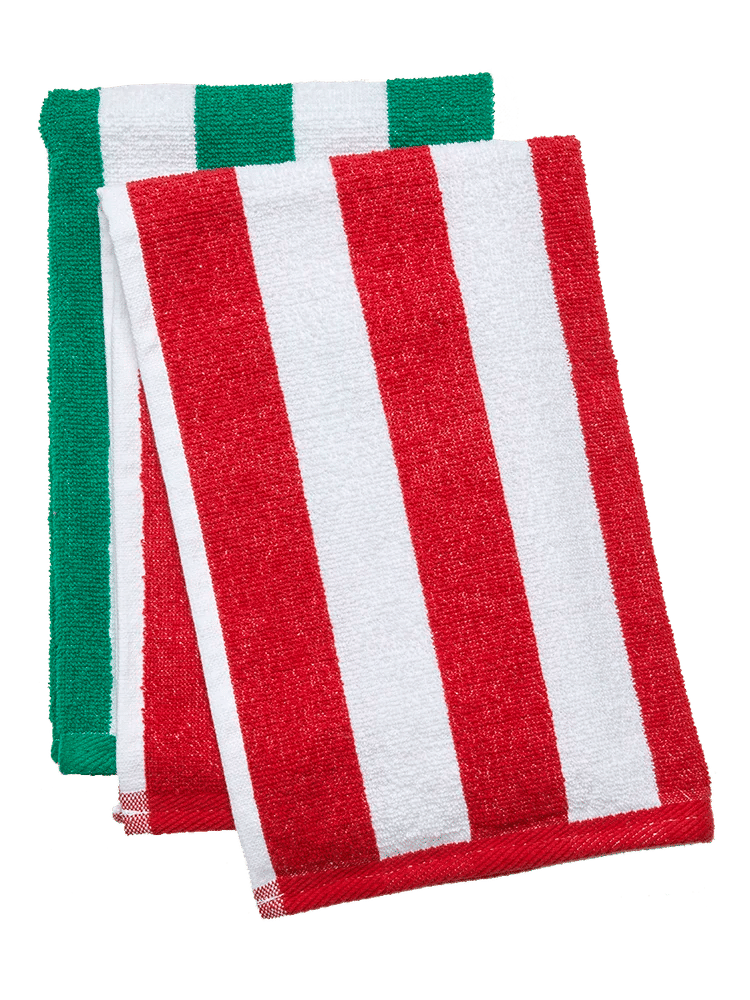 Vibrant Red White Striped Dishcloth Pack