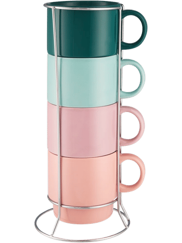 4 Piece Stacking Mugs In Holder