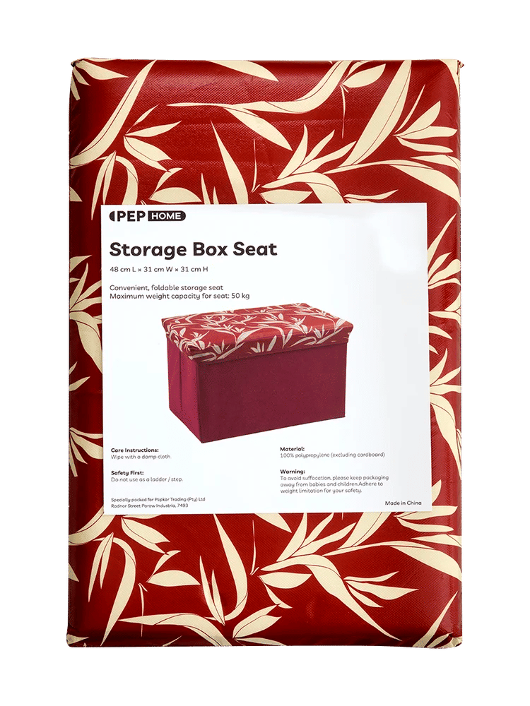 Foldable Red Leaf Print Storage Seat