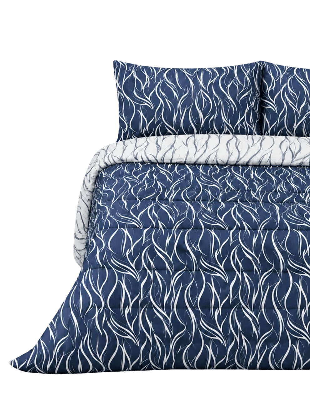 Double Bed Comforter Blue Leaf Print (1)