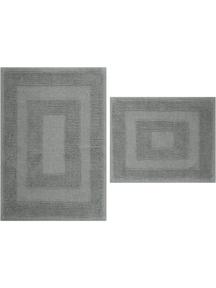 2 Piece Grey Bath Mat Set