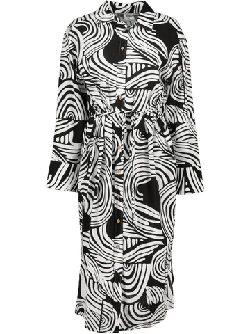 Black And White Button Up Midi Dress