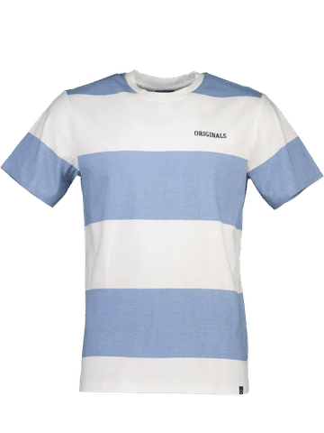 Blue And White Embroidered Striped T-Shirt