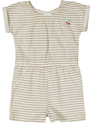 Cream And Metallic Stripe Jumpsuit