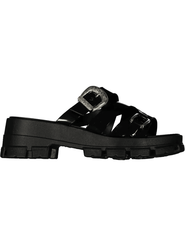 Black Chunky Mule Sandal