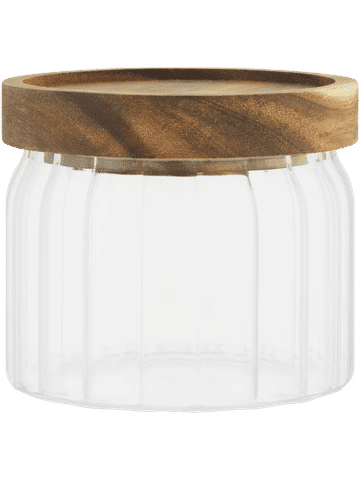 Glass Canister With Acacia Lid 8x9cm