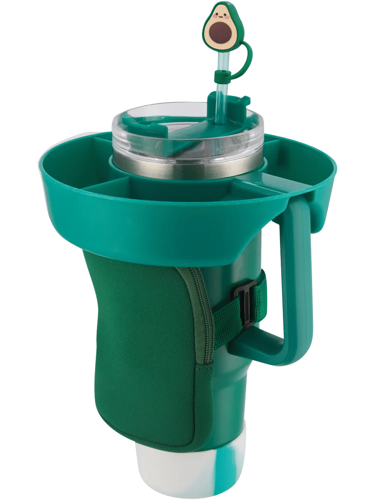 Green Plastic Tumbler Glass Snack Tray