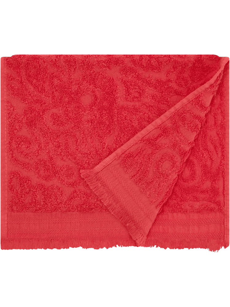 Textured Coral Fringe Guest Towel