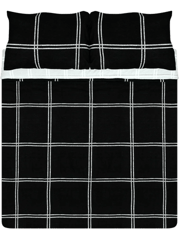 Queen Bed Mono Grid Comforter Set
