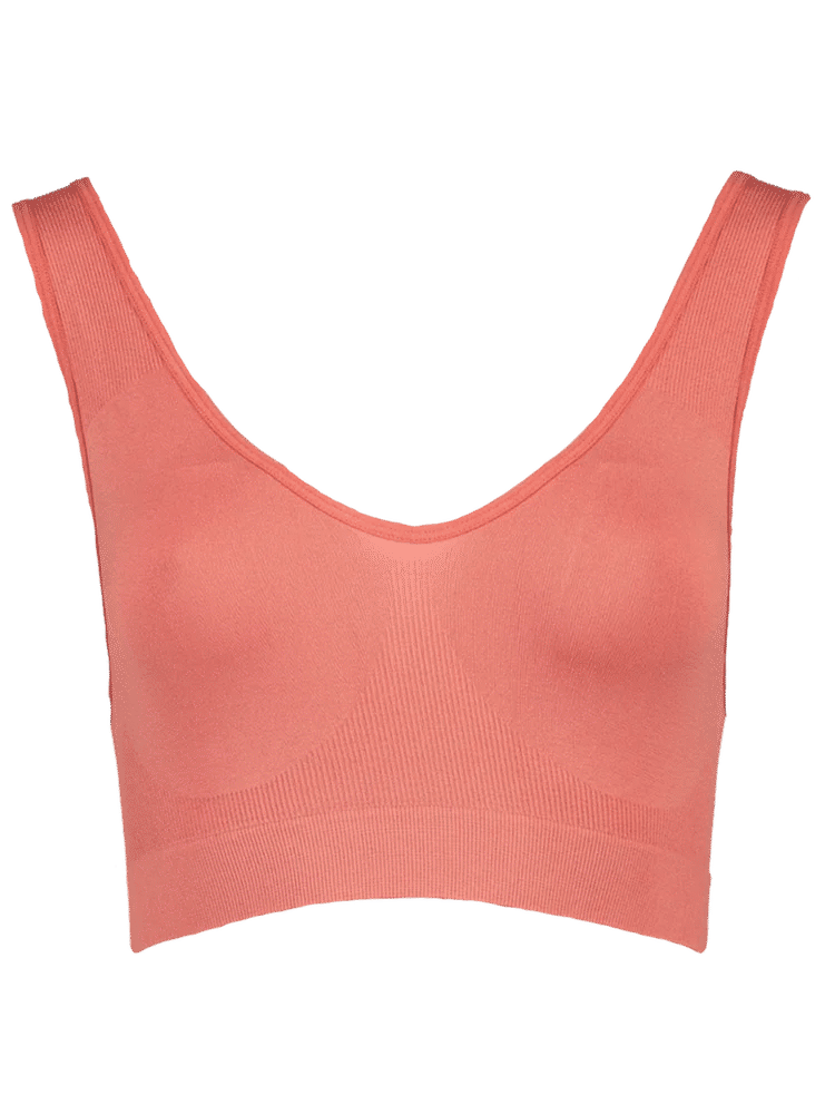 Pink Ribbed Seamless Bra