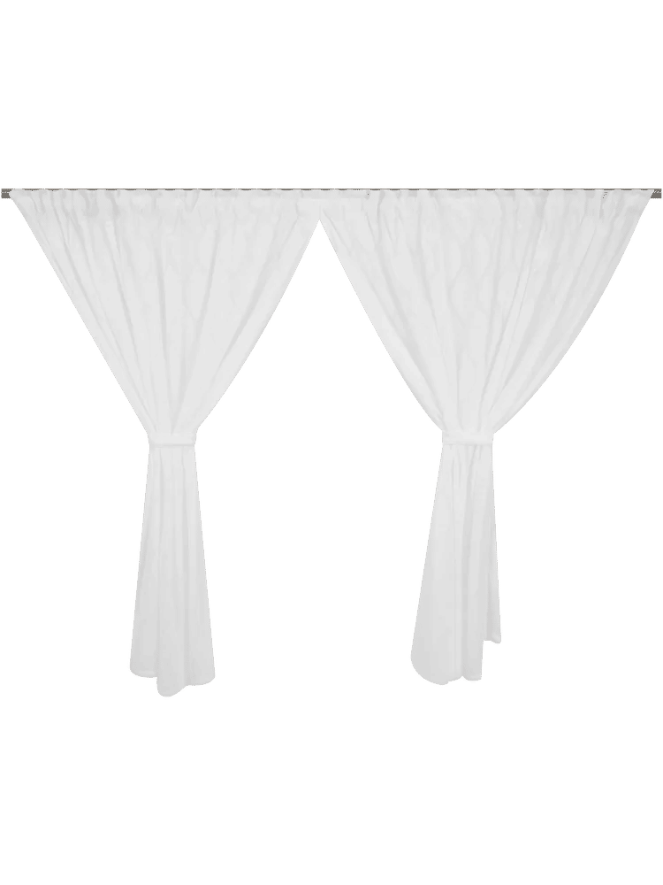 White Leaf Cafe Puff Taped Unlined Curtain