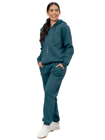 Zip Through Drawstring Fleece Hoodie