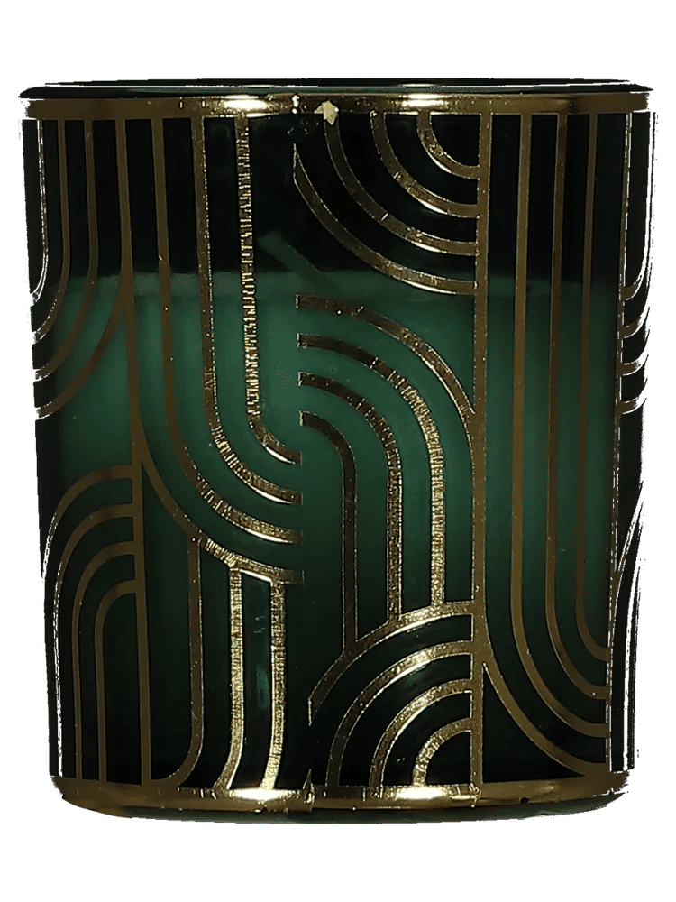 Glass Candle With Gold Print