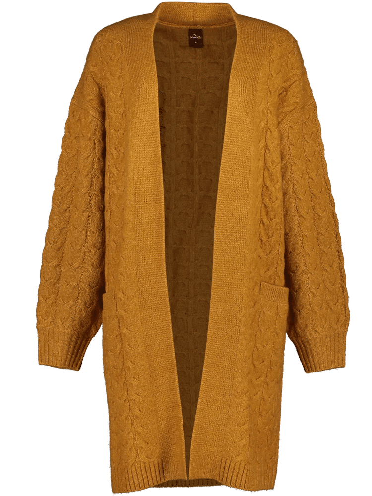 Mustard Yellow Cable-Knit Cardigan