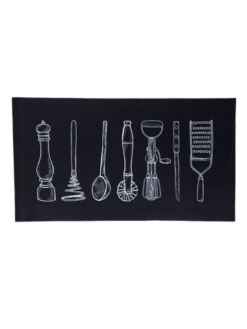 Utensil Printed Kitchen Mat