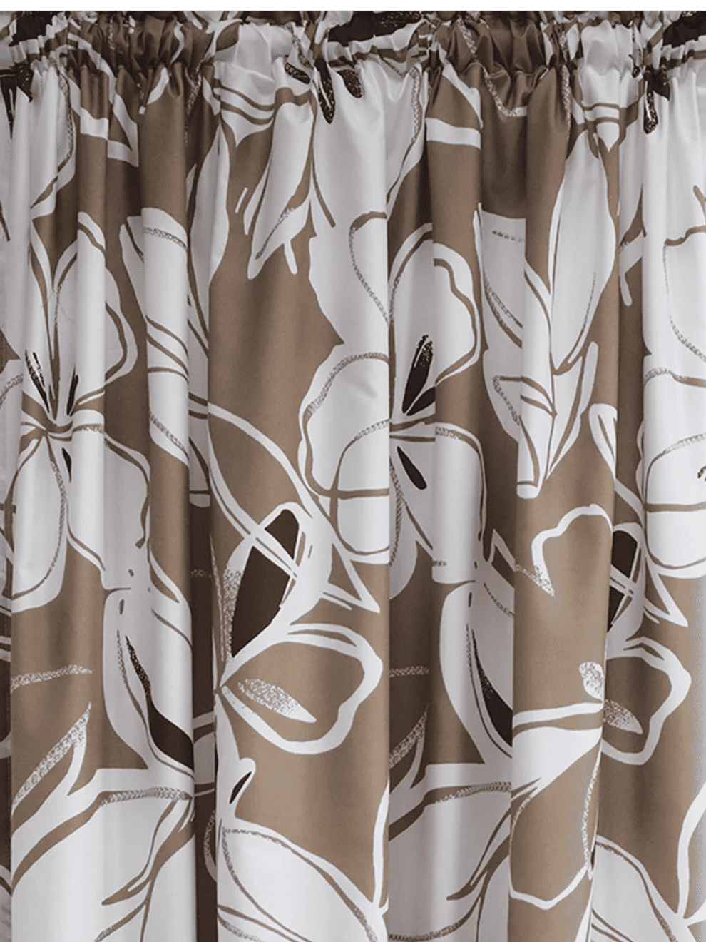 Natural Floral Unlined Microfiber Printed Curtain