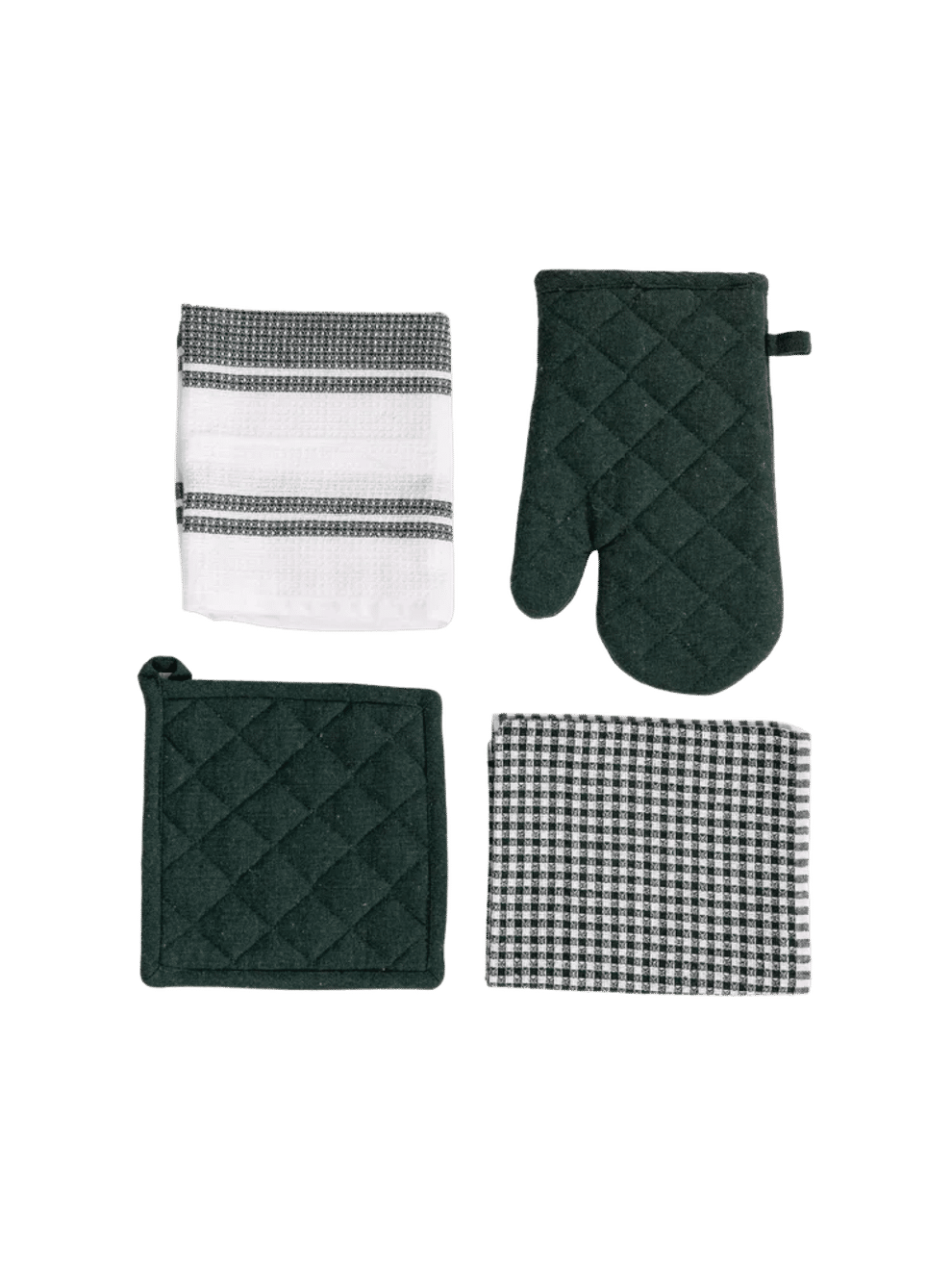Green Oven Glove Potholder And Dishcloth Set