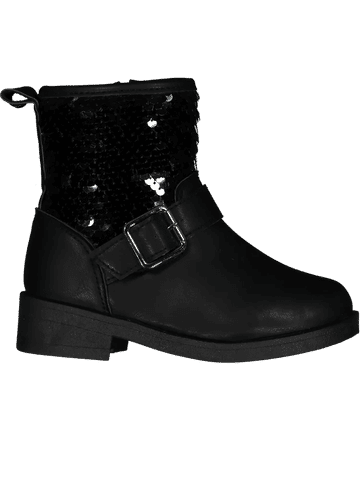 Black Buckle Strap Ankle Boot