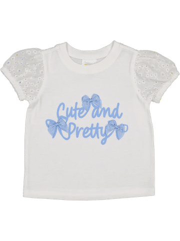 White Cute Printed Top