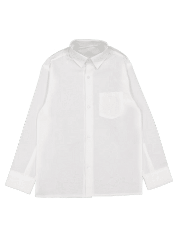 White Long Sleeve High Raised Collar Shirt
