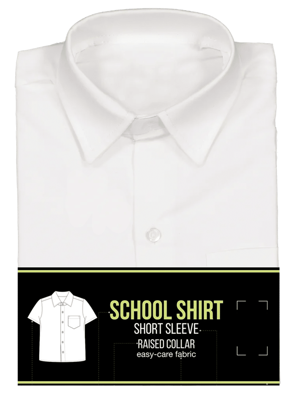 White Short Sleeve Raised Collar High School Shirt