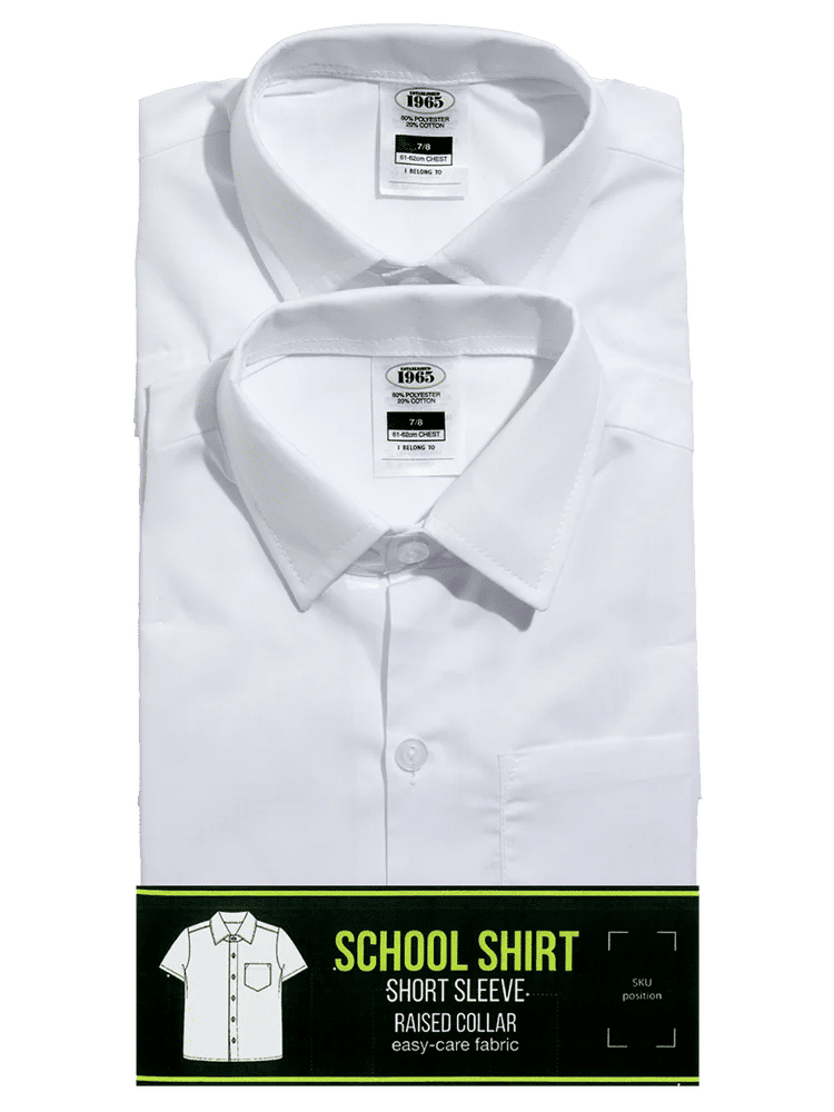 2 Pack White Short Sleeve Primary Shirt