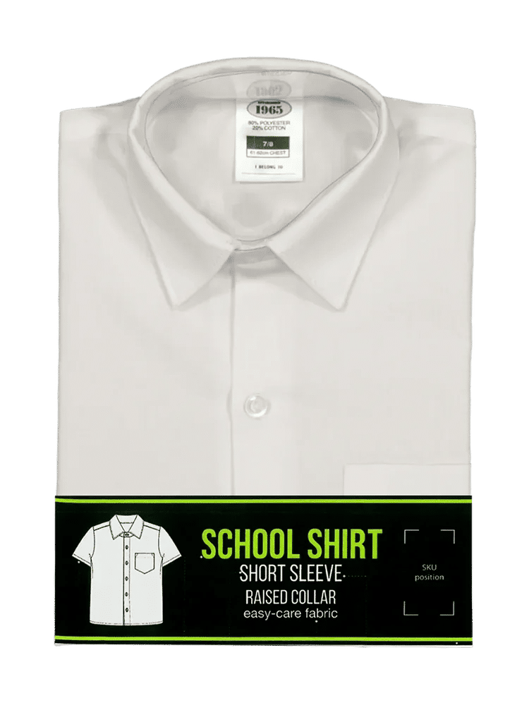 Boys White Budget High School  Raised Collar Shirt