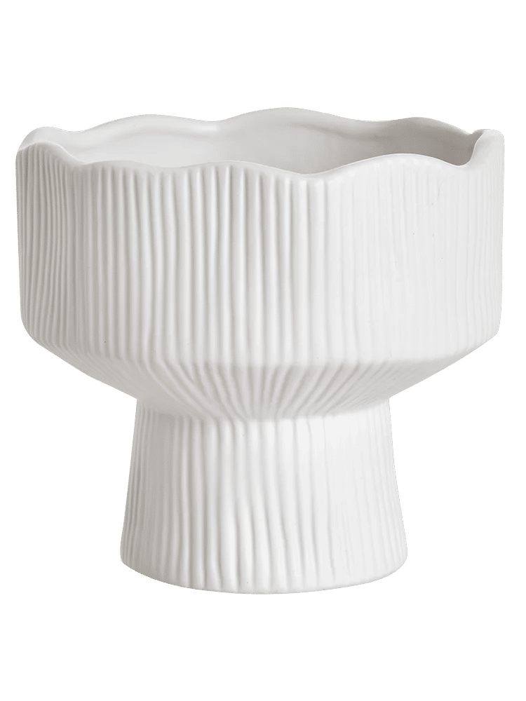 White Ribbed Flower Pot Planter
