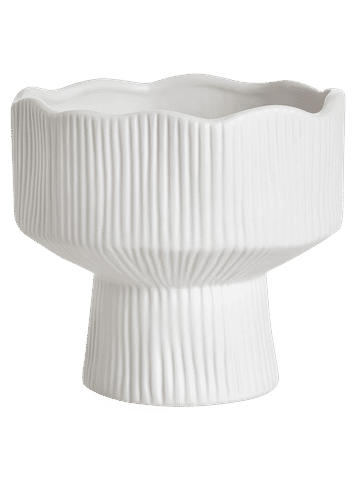 White Ribbed Flower Pot Planter