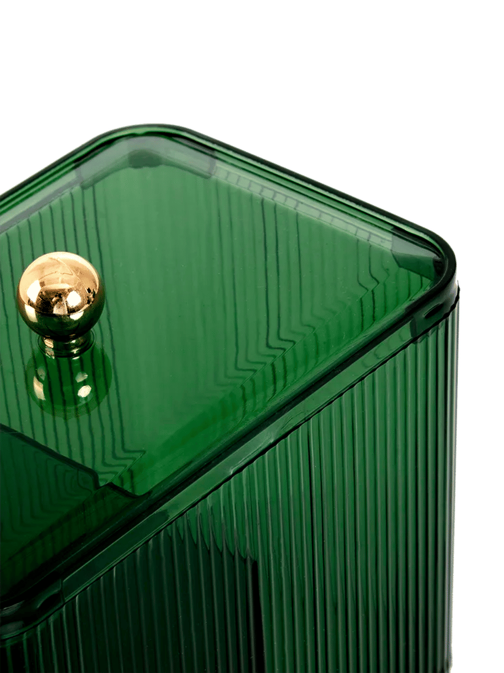 Green Ribbed Storage Organizer With Gold Knob Lid (1)