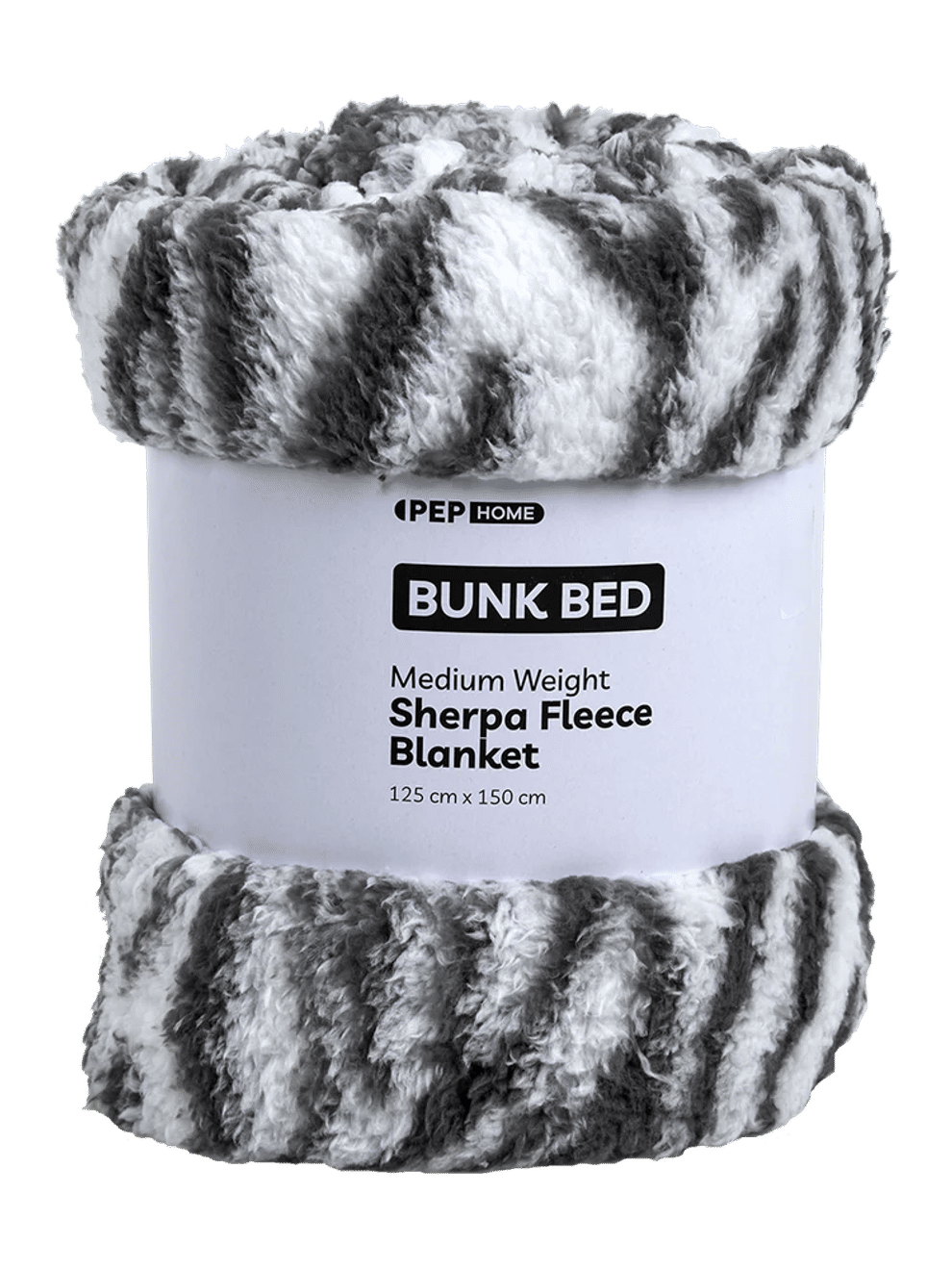 Grey Patterned Sherpa Bunk Blanket