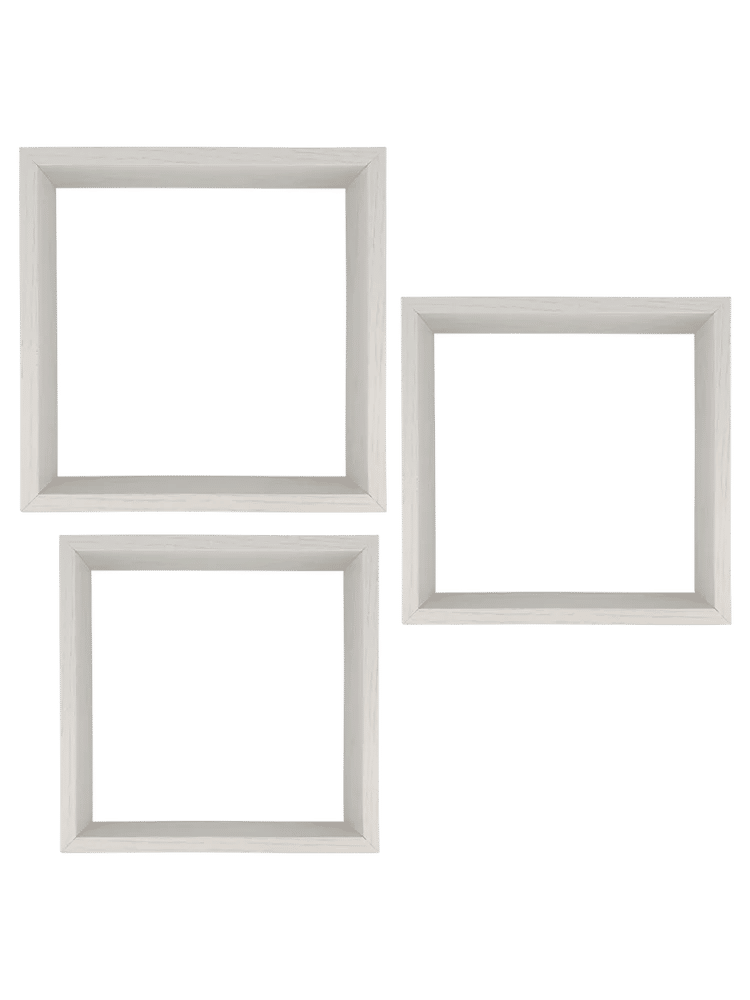 Set of 3 Wooden-Look Floating Square Wall Shelves (2)