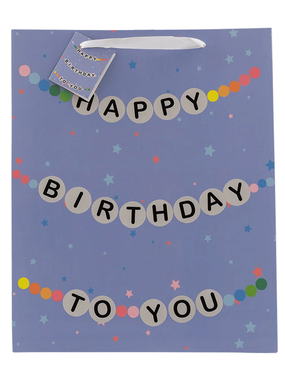 Large Birthday Gift Bag with Stars and Garland Design