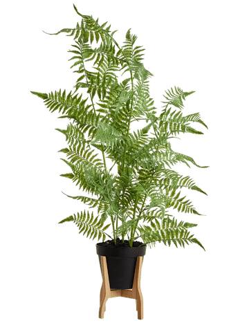 Artificial Fern Plant With Wooden Stand