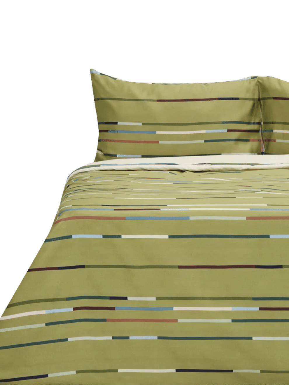 Queen Green Striped Duvet Cover (1)