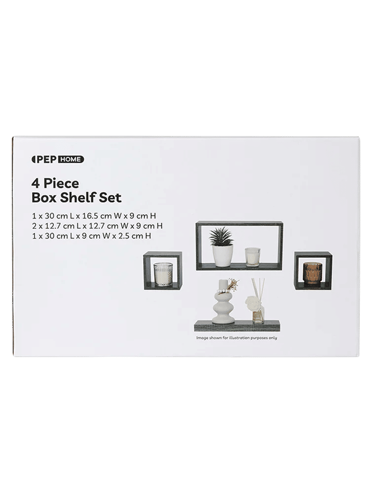 Dark Wood Look 4 Piece Floating Box Shelf Set