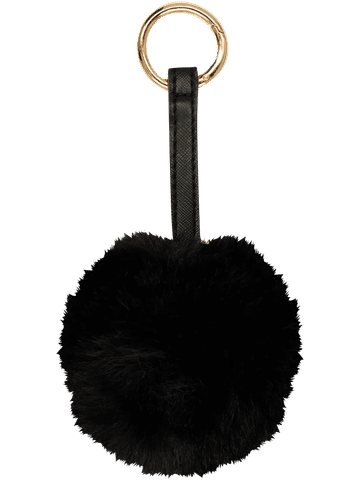 Black Fluffy Pom-Pom Keyring