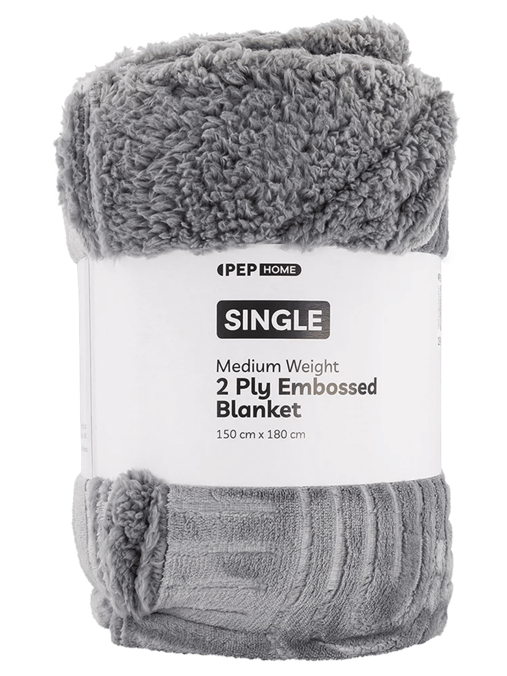 Grey Plush Embossed Single Bed 2 Ply Blanket