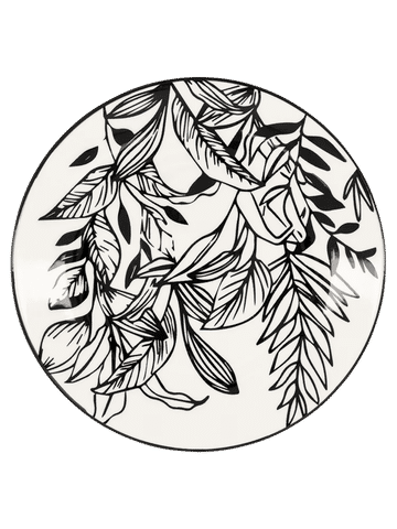 Black & White Botanical Leaf Print Side Plate