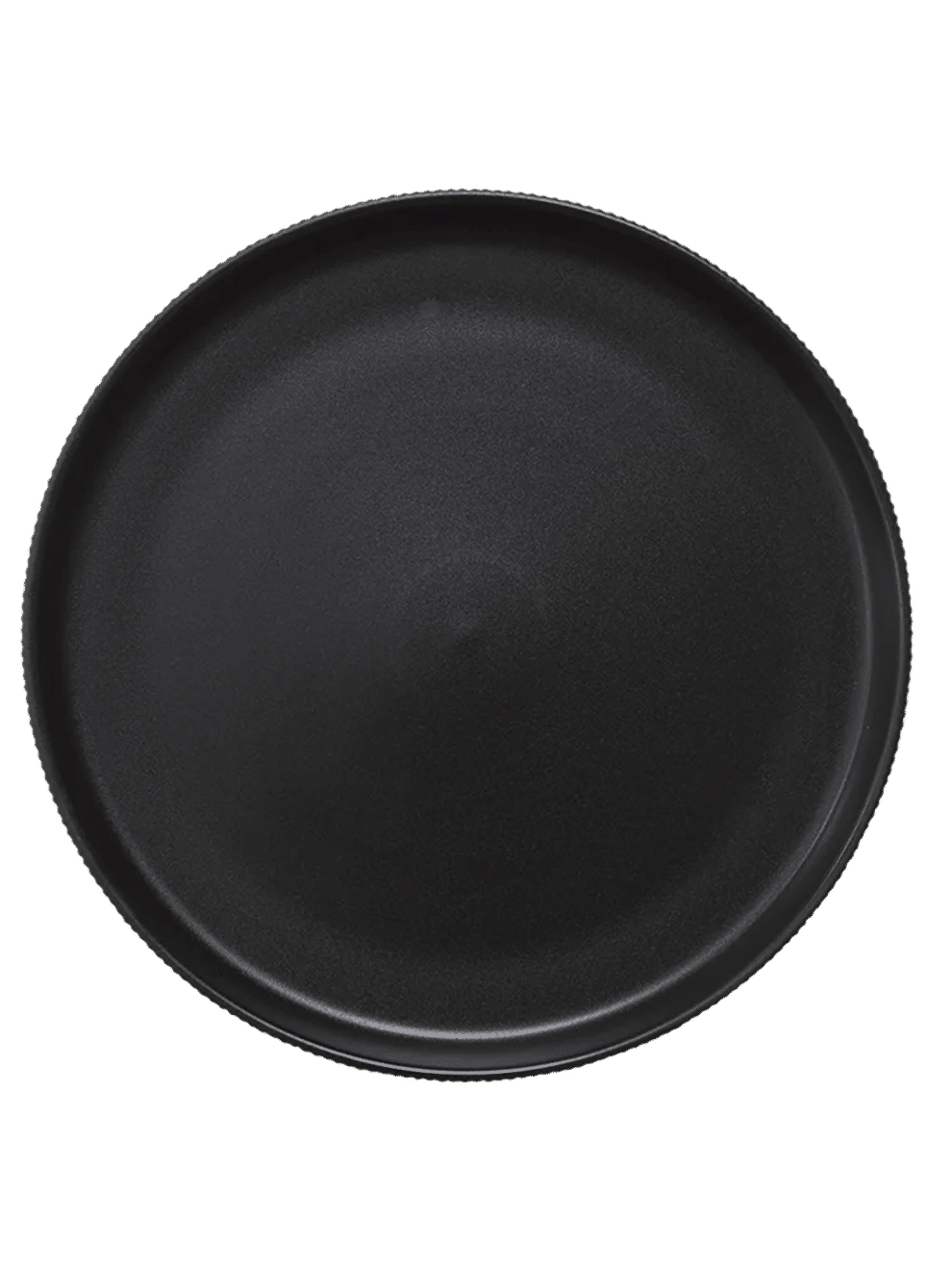 Round Black Serving Plate with Ribbed Rim