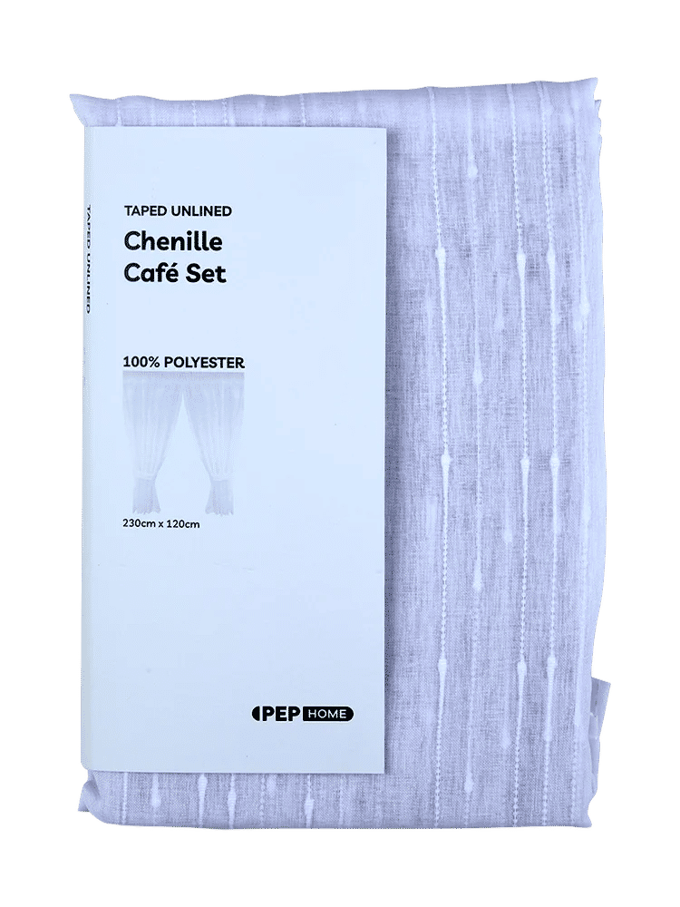 White Chenille Taped Cafe Set 230x120cm
