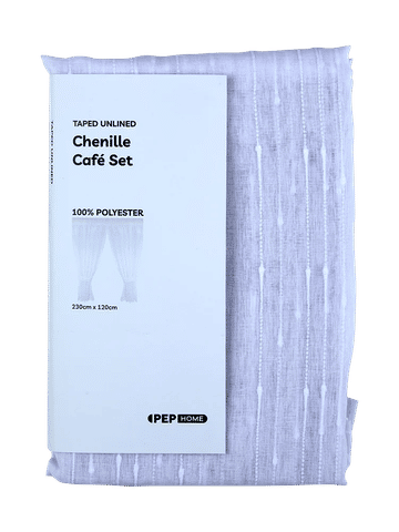 White Chenille Taped Cafe Set 230x120cm