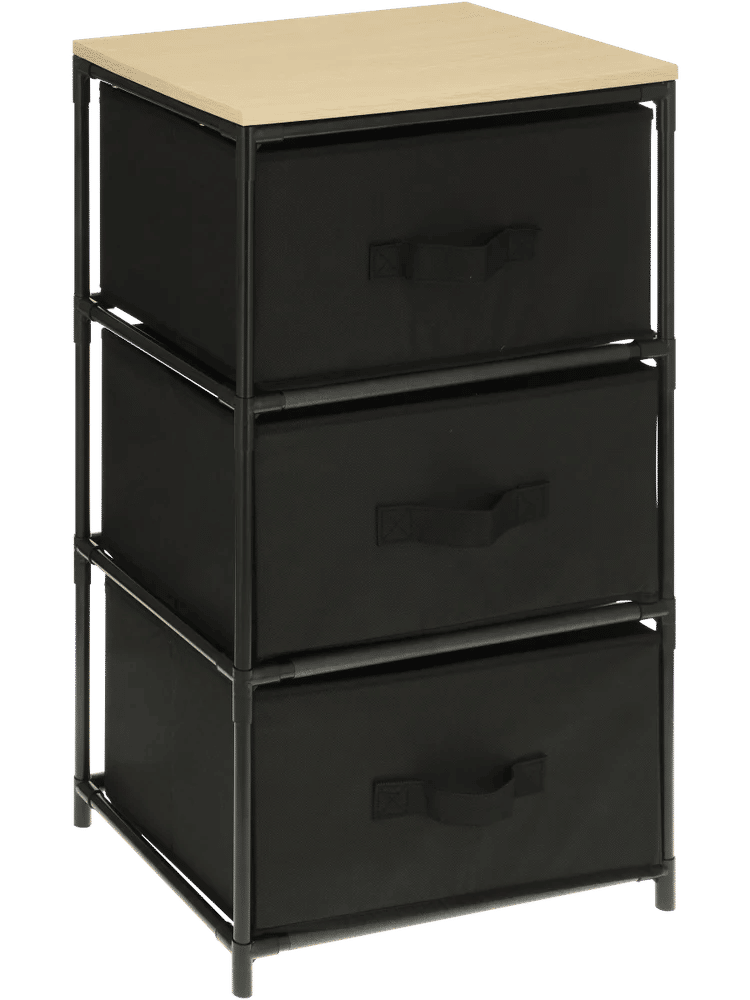 3-Drawer Fabric Storage Unit with Wood Top – PEP Online