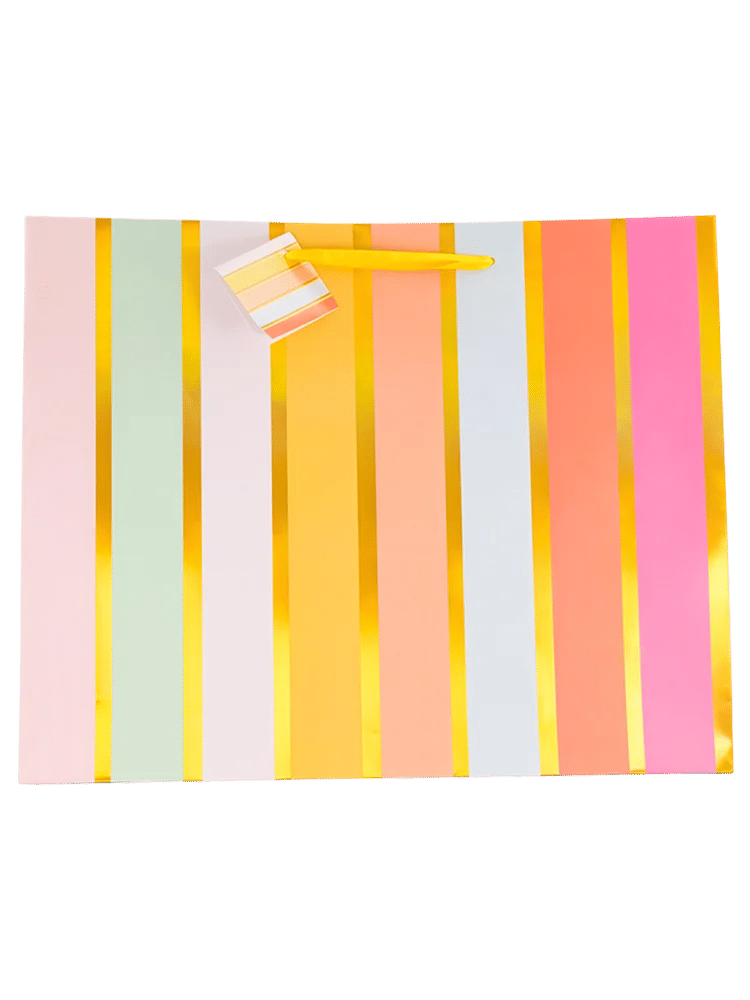 Large Colorful Striped Gift Bag with Ribbon Handles (3)