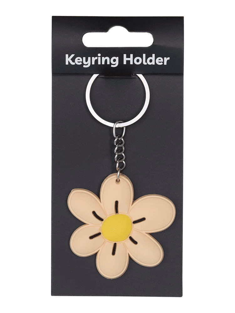 Flower Keyring with Peach and Yellow Charm