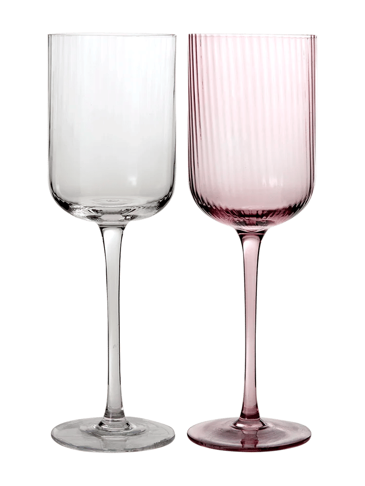 Ribbed Glass Wine Goblet 24cm